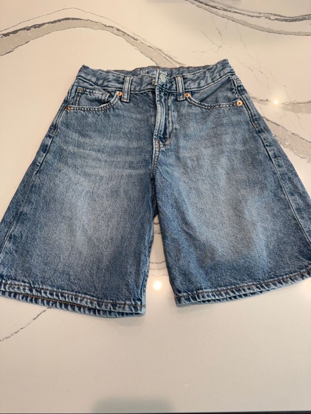 GAP Kids Mid Rise Longline Denim Shorts Size 8